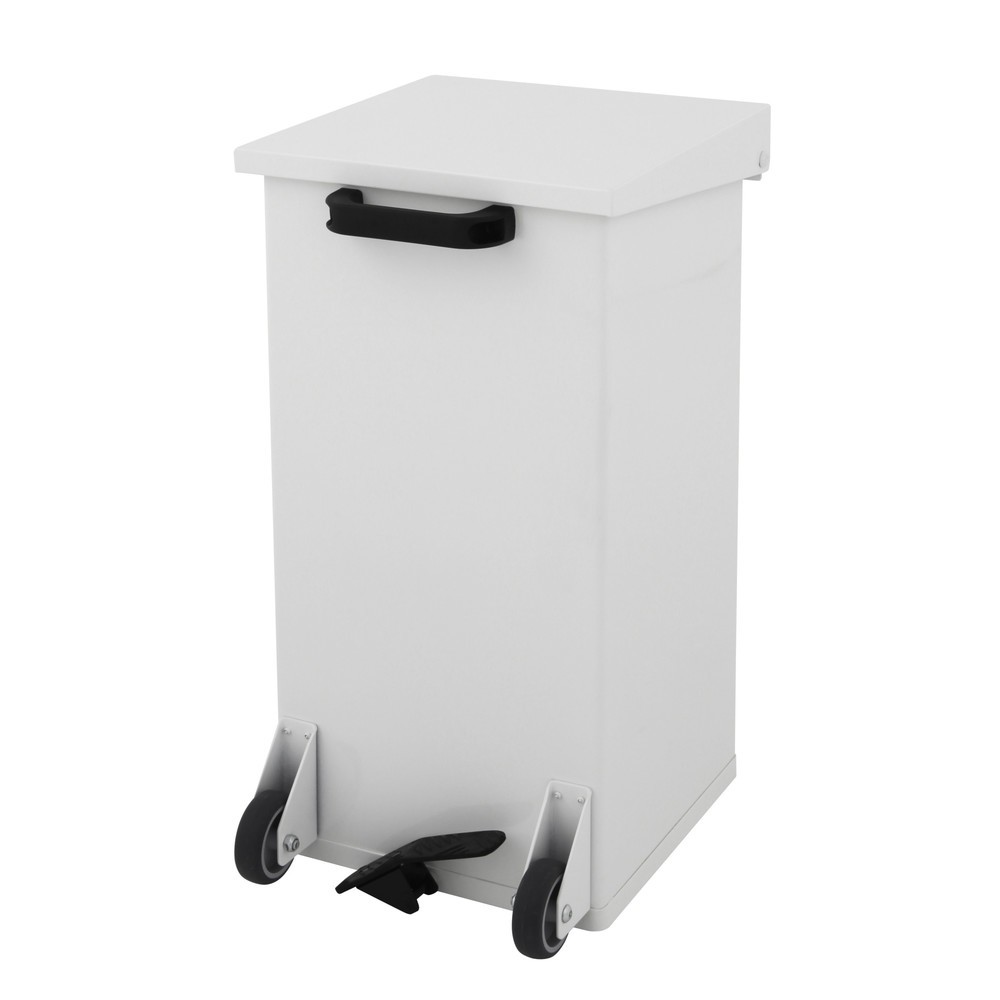 Product afbeelding: Pedaalafvalbak CARRO Kick, mobiele uitvoering, 55 liter, wit
