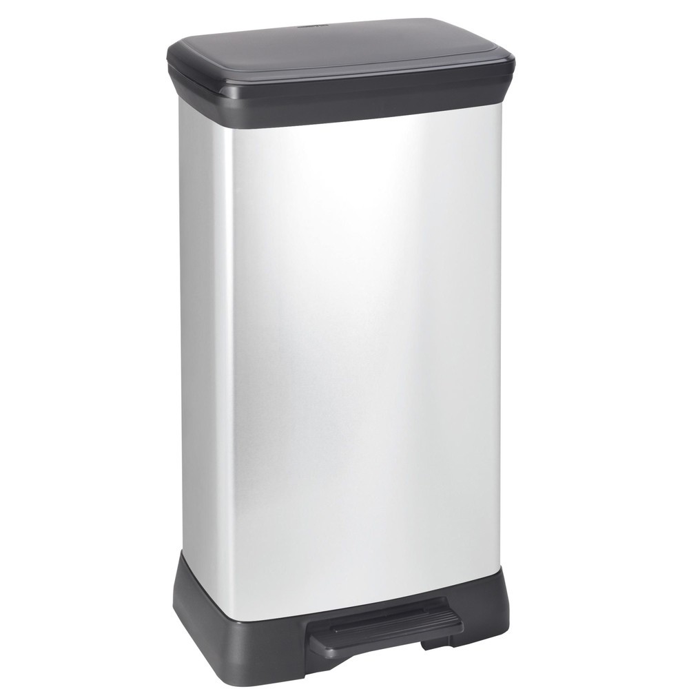 Product afbeelding: Pedaalafvalbak DECOBIN Duo, rechthoekig, 2x23 liter, zilver / zwart