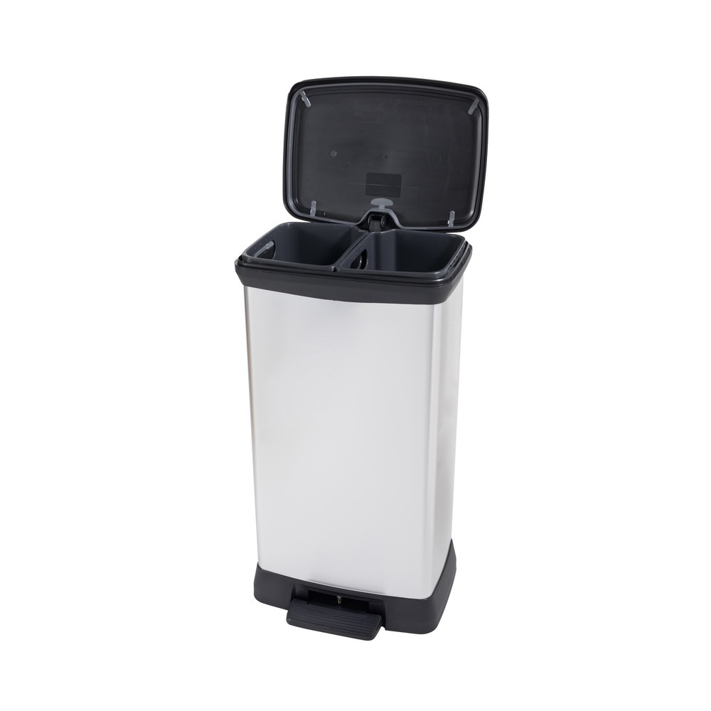 Productafbeelding nr. 2: Pedaalafvalbak DECOBIN Duo, rechthoekig, 2x23 liter, zilver / zwart
