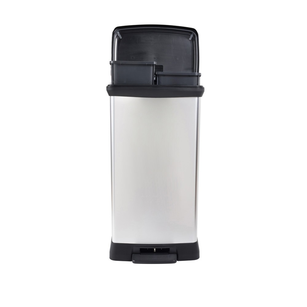 Productafbeelding nr. 4: Pedaalafvalbak DECOBIN Duo, rechthoekig, 2x23 liter, zilver / zwart