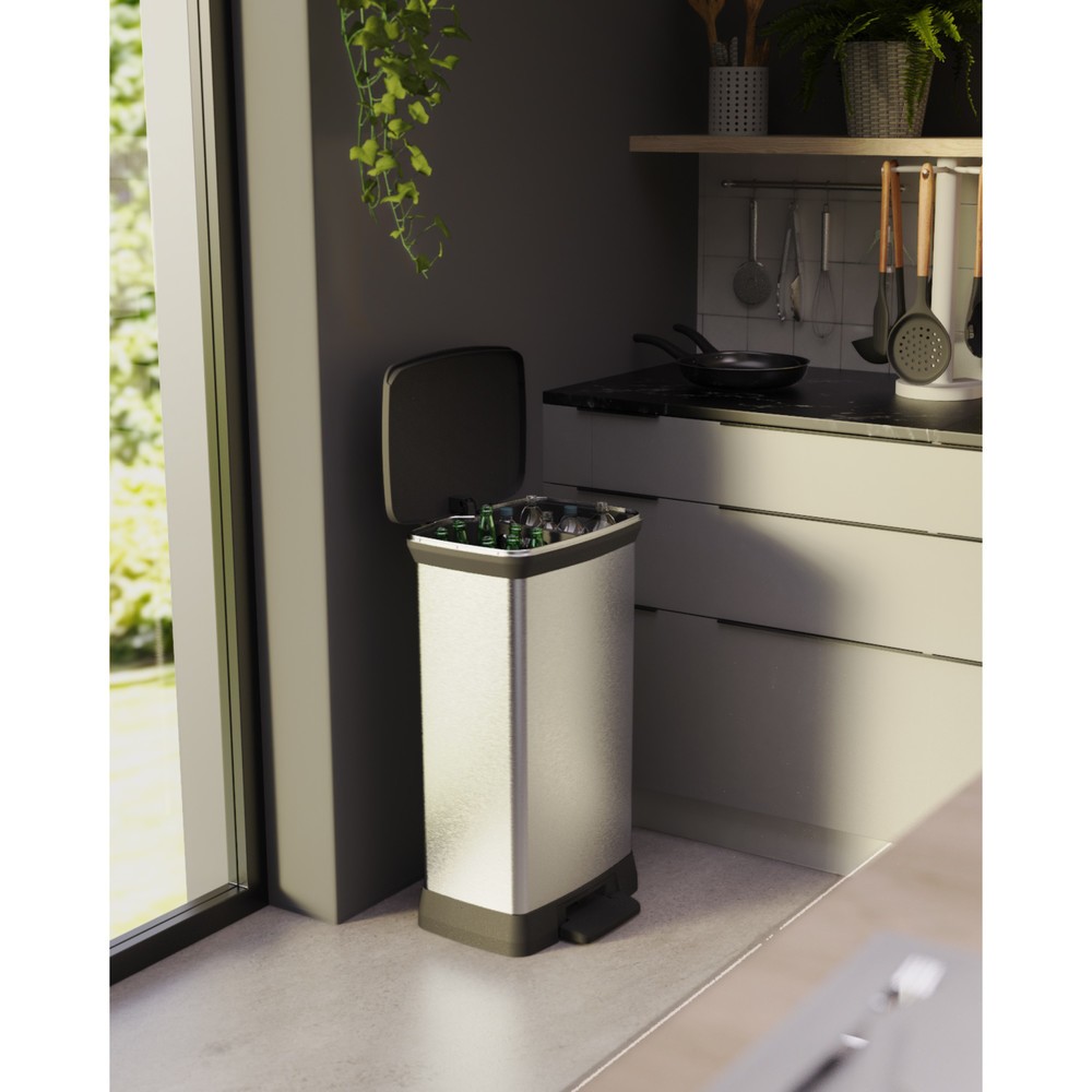 Productafbeelding nr. 11: Pedaalafvalbak DECOBIN Duo, rechthoekig, 2x23 liter, zilver / zwart