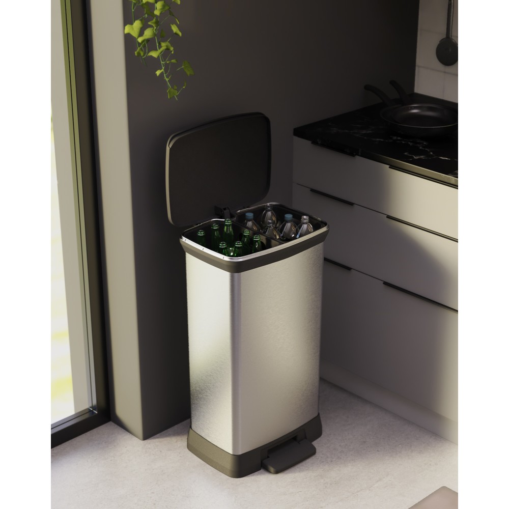 Productafbeelding nr. 12: Pedaalafvalbak DECOBIN Duo, rechthoekig, 2x23 liter, zilver / zwart