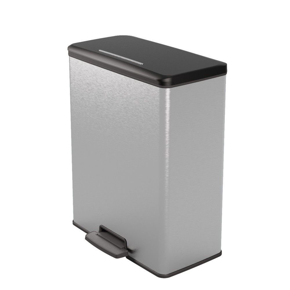 Productafbeelding nr. 1: Pedaalafvalbak DECOBIN Duo, rechthoekig, 2x26 liter, zilver / zwart