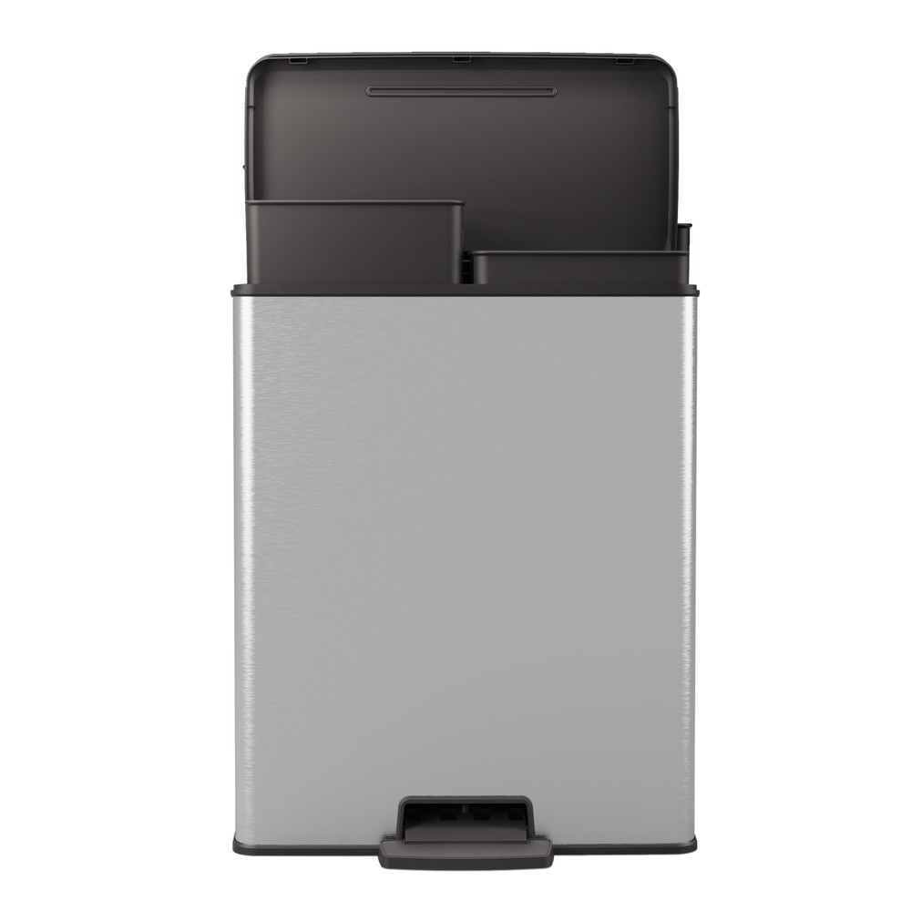 Productafbeelding nr. 3: Pedaalafvalbak DECOBIN Duo, rechthoekig, 2x26 liter, zilver / zwart