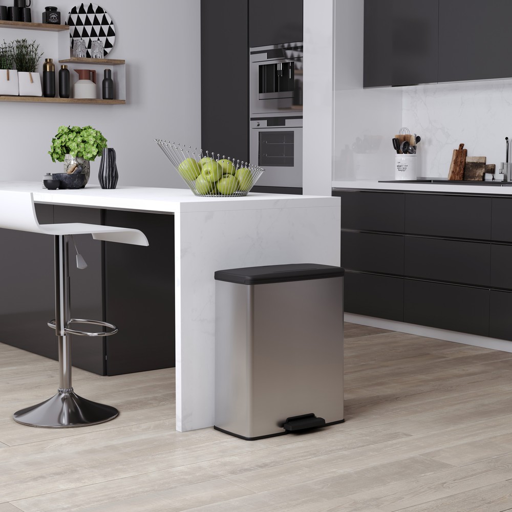 Productafbeelding nr. 7: Pedaalafvalbak DECOBIN Duo, rechthoekig, 2x26 liter, zilver / zwart