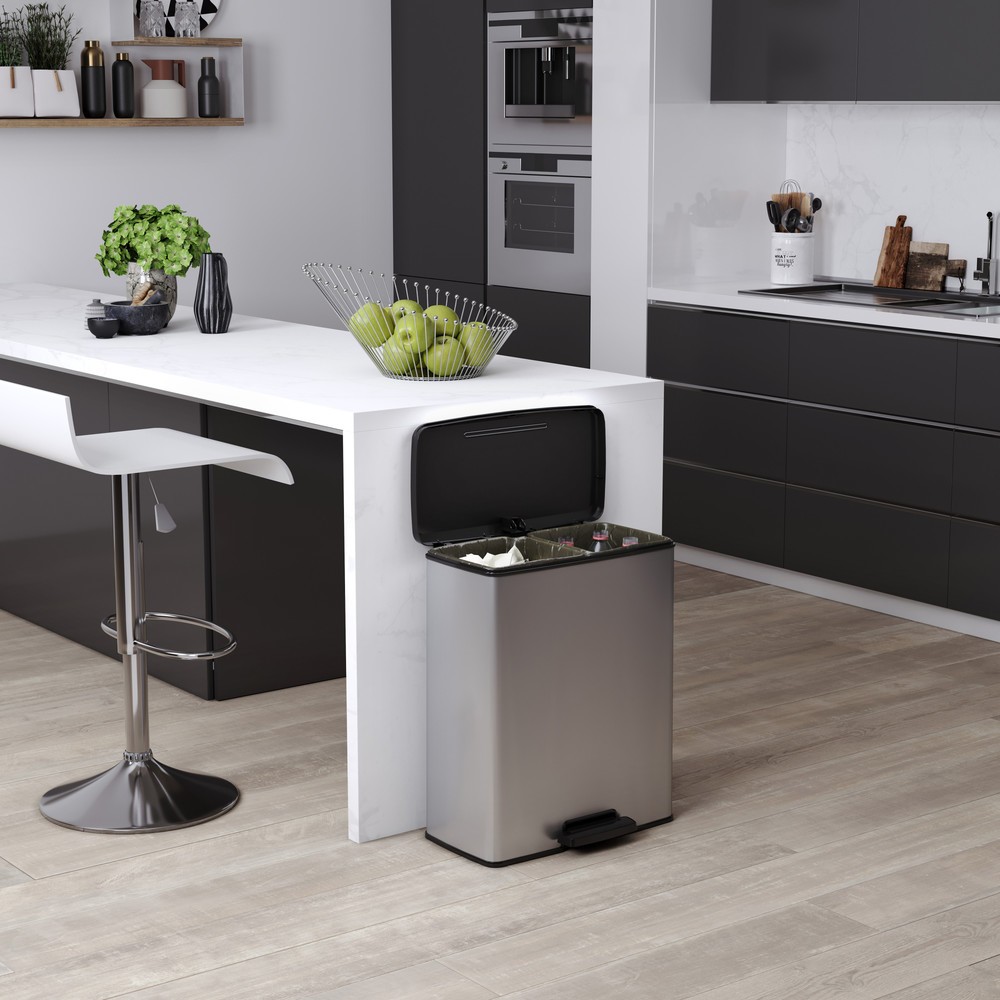 Productafbeelding nr. 8: Pedaalafvalbak DECOBIN Duo, rechthoekig, 2x26 liter, zilver / zwart