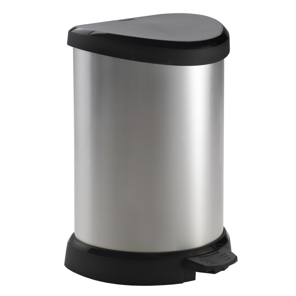 Productafbeelding nr. 1: Pedaalafvalbak DECOBIN, halfrond, 15 liter, zilver / zwart