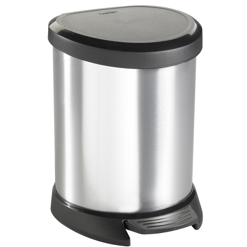Product afbeelding: Pedaalafvalbak DECOBIN, halfrond, 5 liter, zilver / zwart