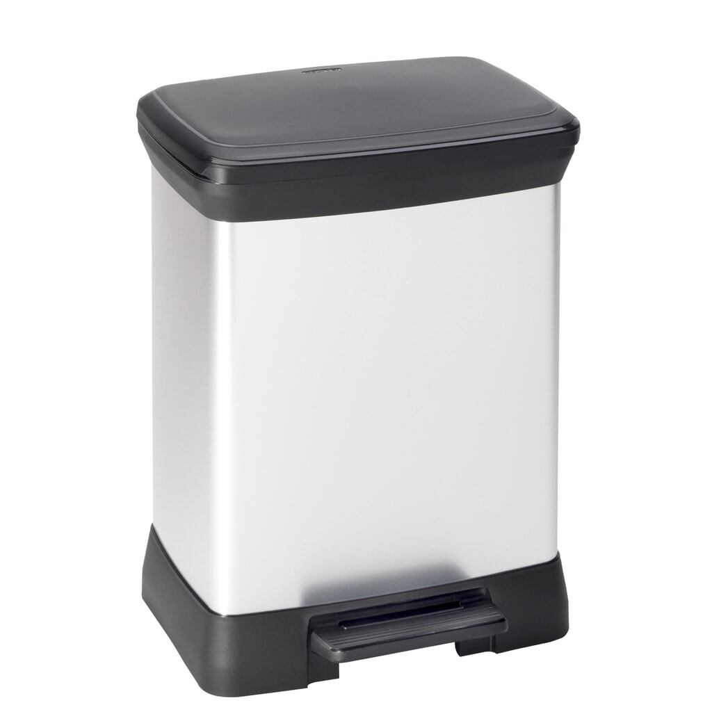 Pedaalafvalbak DECOBIN, rechthoekig, 30 liter, zilver / zwart Productafbeelding nr. 1: Pedaalafvalbak DECOBIN, rechthoekig, 30 liter, zilver / zwart