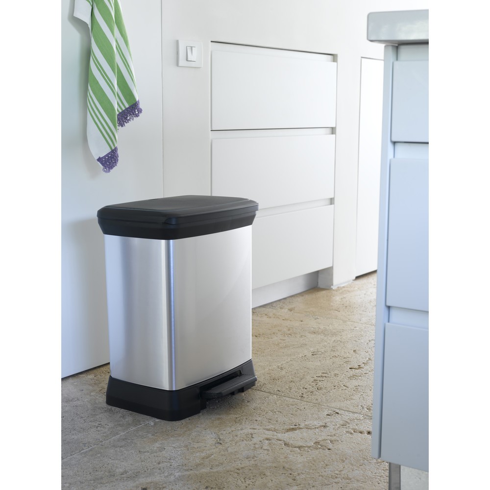 Productafbeelding nr. 3: Pedaalafvalbak DECOBIN, rechthoekig, 30 liter, zilver / zwart