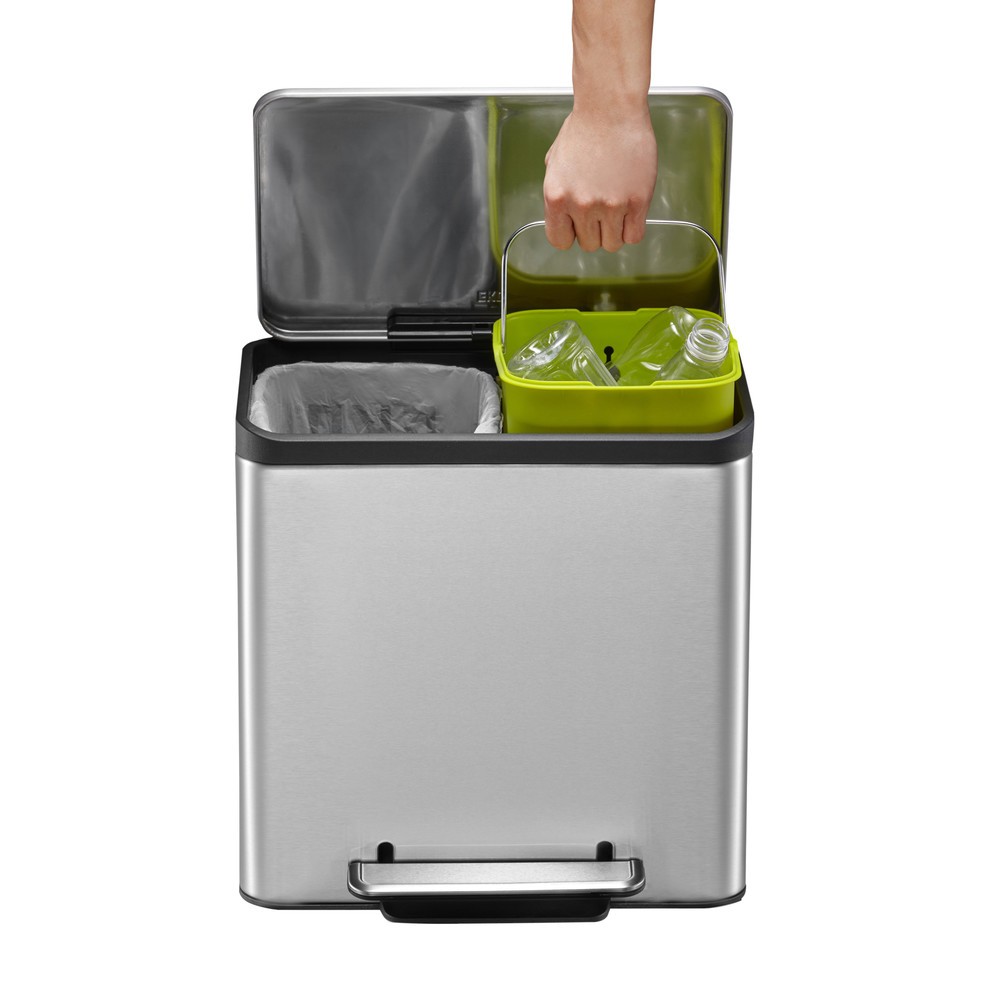 Productafbeelding nr. 15: Pedaalafvalbak EcoCasa 15 + 15 l, roestvrij staal mat