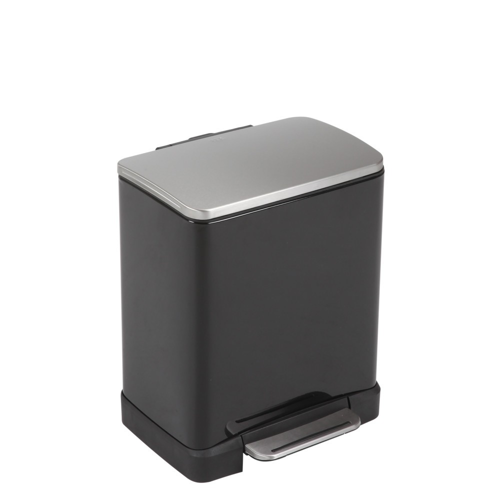 Productafbeelding nr. 1: Pedaalafvalbak Recycling van roestvrij staal, 10 + 9 l, mat / zwart