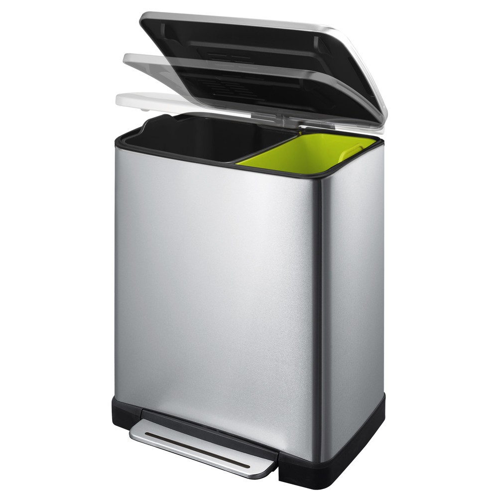Productafbeelding nr. 2: Pedaalafvalbak Recycling van roestvrij staal, 10 + 9 l, mat