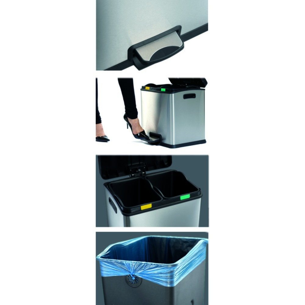 Productafbeelding nr. 5: Pedaalafvalbak Rejoice Recycling, 2 x 12 l, roestvrij staal mat