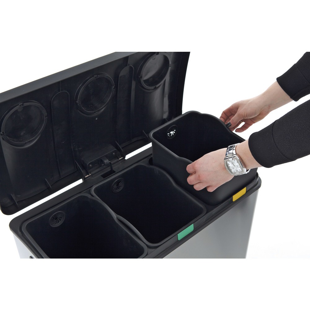 Productafbeelding nr. 5: Pedaalafvalbak Rejoice Recycling, 3 x 12 l, roestvrij staal mat