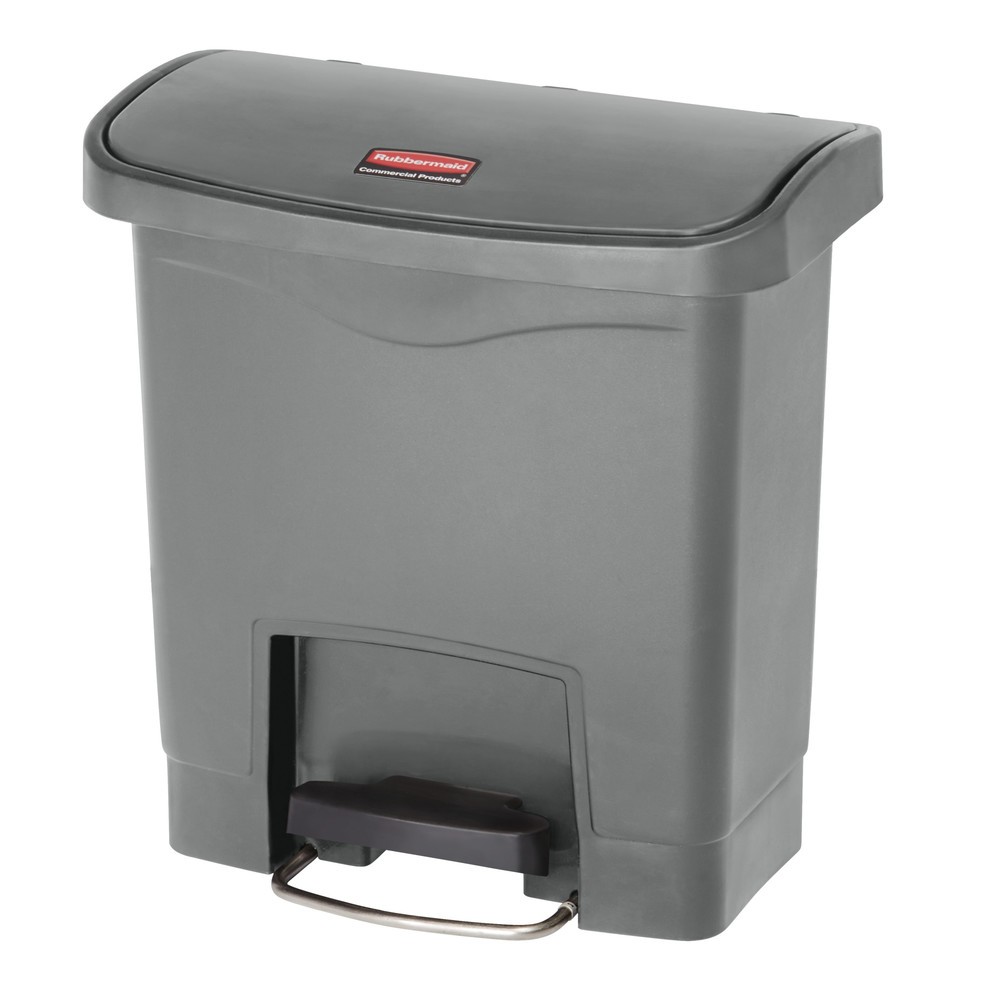 Productafbeelding nr. 1: Rubbermaid Slim Jim® pedaalbak met breed zijpedaal, kunststof, 30 liter, grijs