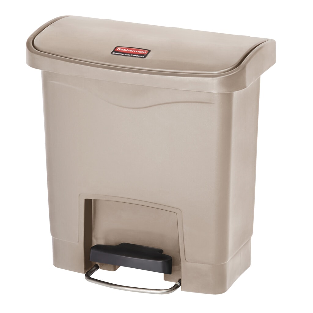 Productafbeelding nr. 1: Rubbermaid Slim Jim® pedaalbak met breed zijpedaal, kunststof, 15 liter, Beige
