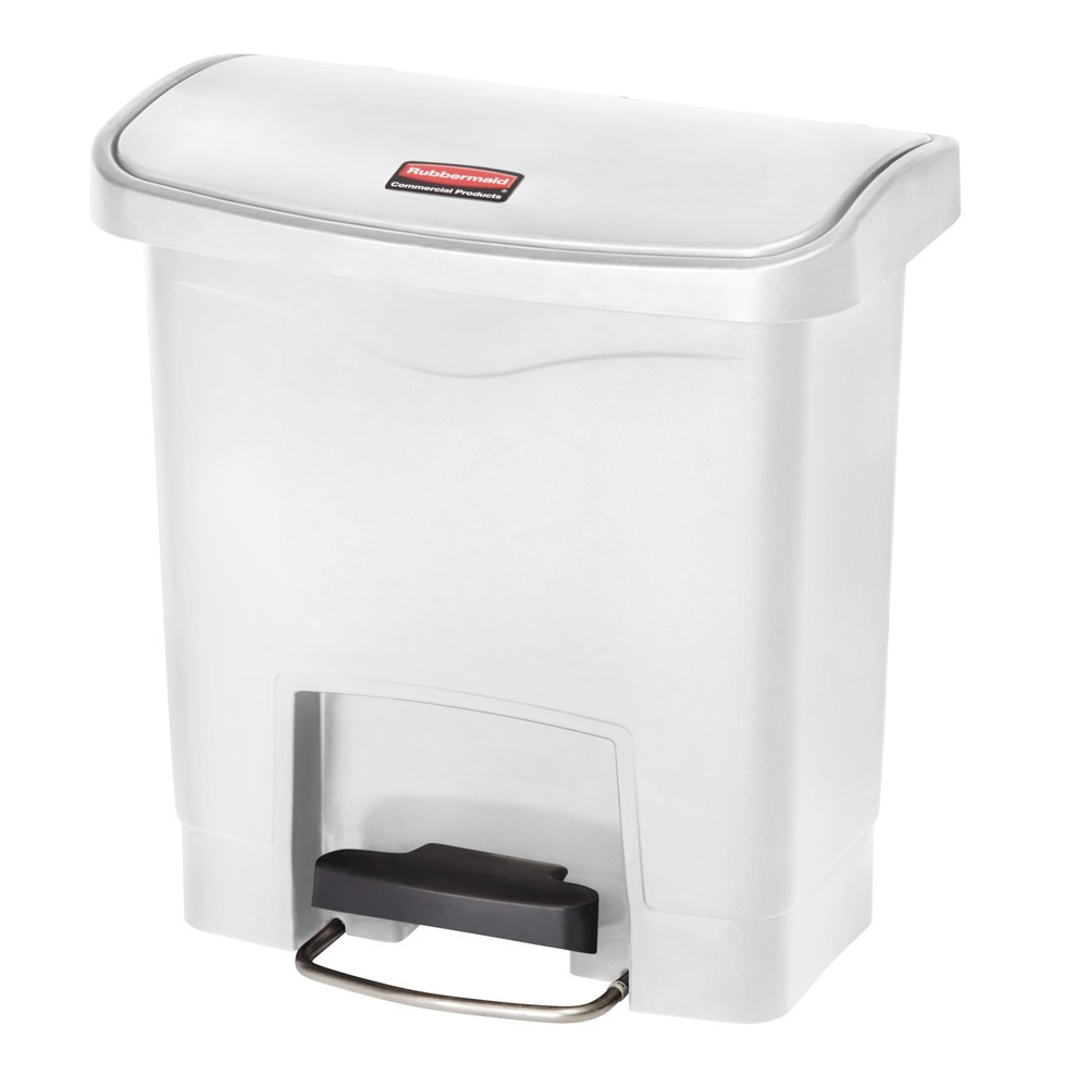 Productafbeelding nr. 1: Rubbermaid Slim Jim® pedaalbak met breed zijpedaal, kunststof, 15 liter, wit