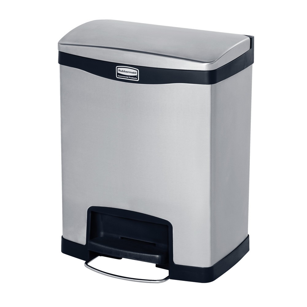 Product afbeelding: Pedaalafvalbak Rubbermaid Slim Jim®, metaal, 30 l, zwart, pedaal aan brede zijde