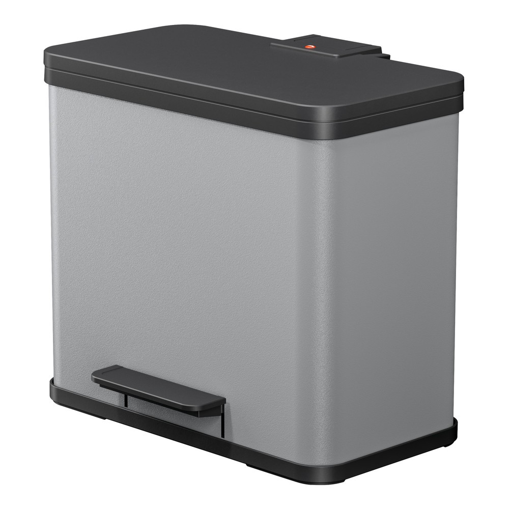 Product afbeelding: Hailo pedaalafvalscheidingsbak Öko trio Plus L, 3x 9 liter, gedempt sluitmechanisme, lichtgrijs, mat