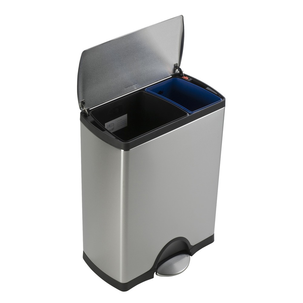 Productafbeelding nr. 2: Pedaalemmer SIMPLEHUMAN met softclose deksel, 1x16 + 1x30 liter, mat roestvrij staal