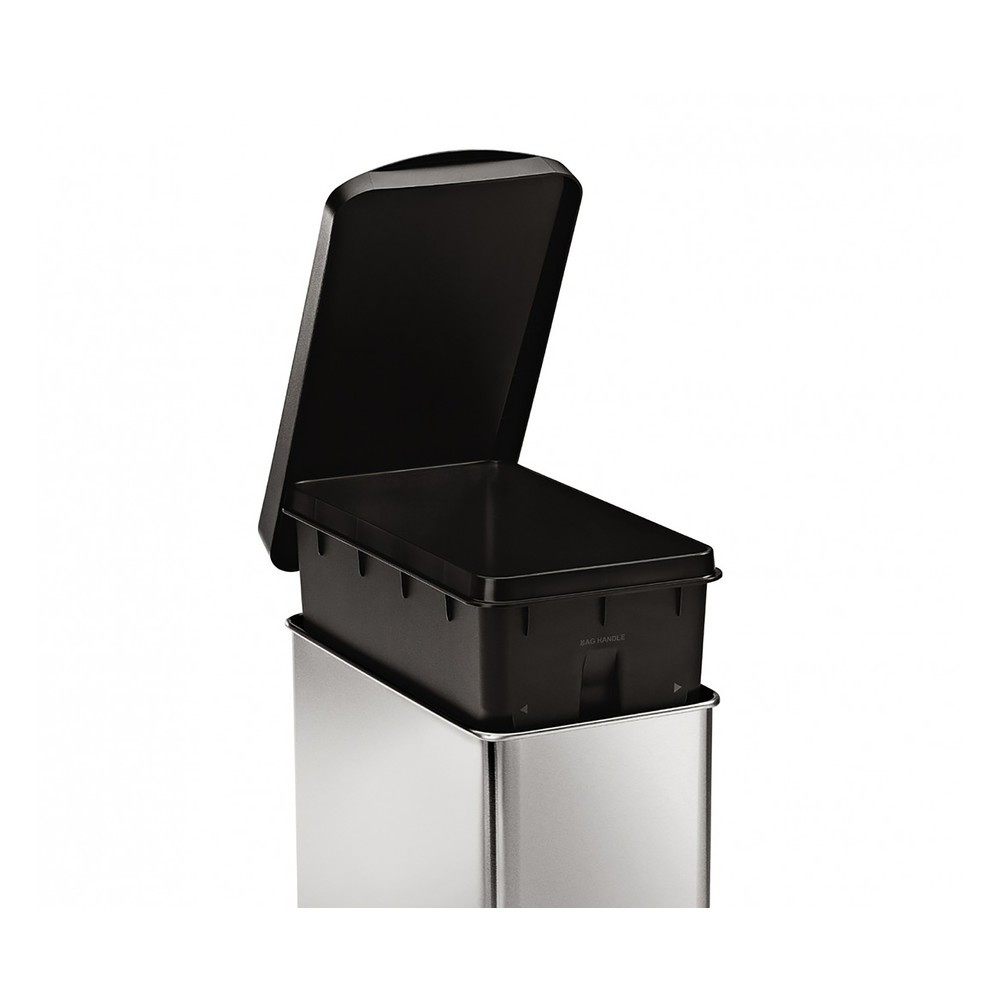 Productafbeelding nr. 3: Pedaalemmer SIMPLEHUMAN Butterfly, 10 liter, mat roestvrij staal, zwart
