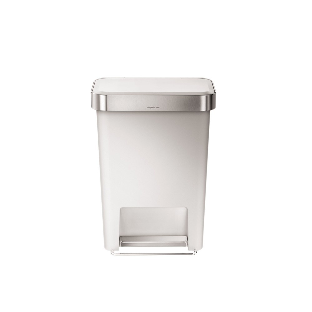 Product afbeelding: Pedaalemmer SIMPLEHUMAN Rectangular, van kunststof, 45 liter, met zakjesdispenser, wit