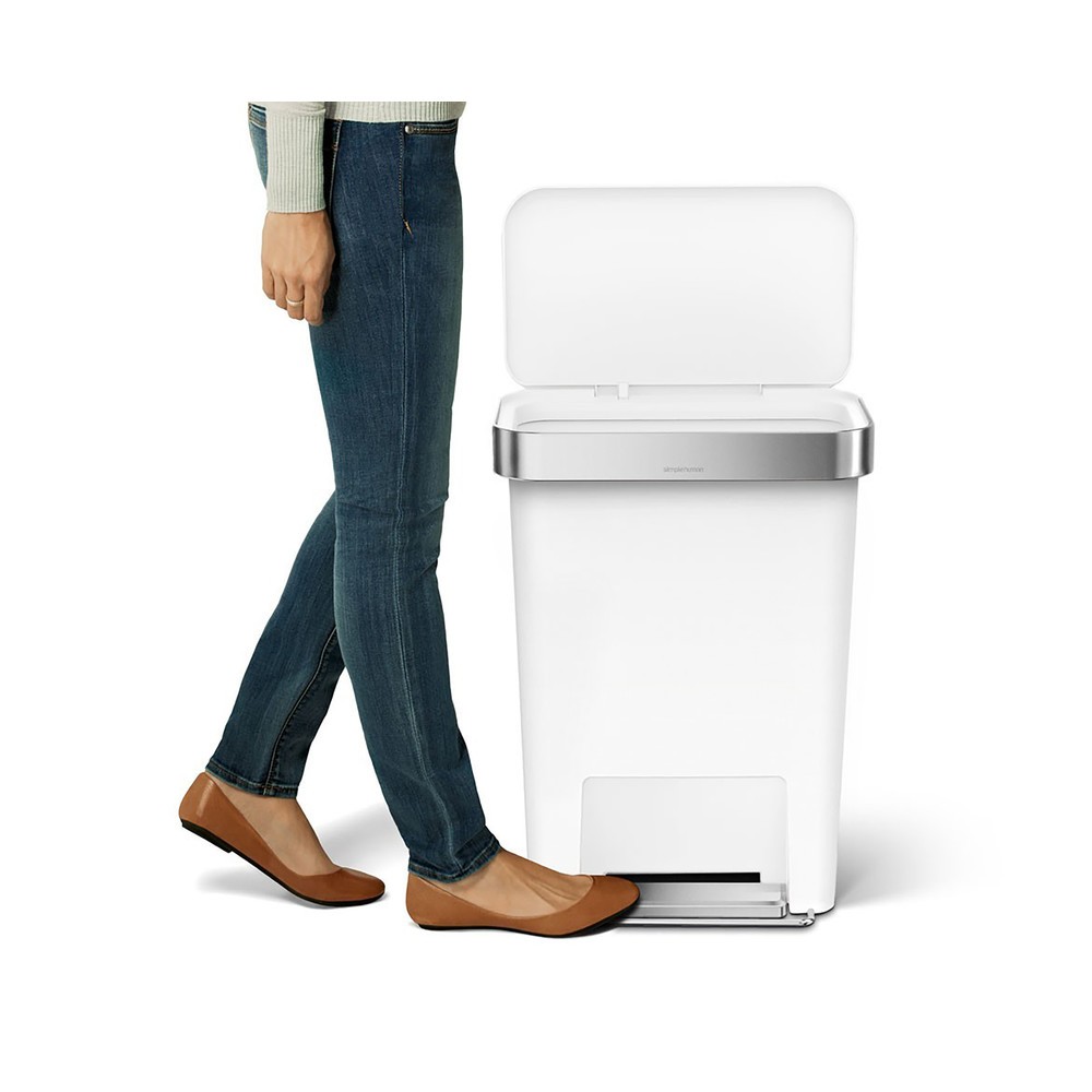 Productafbeelding nr. 2: Pedaalemmer SIMPLEHUMAN Rectangular, van kunststof, 45 liter, met zakjesdispenser, wit