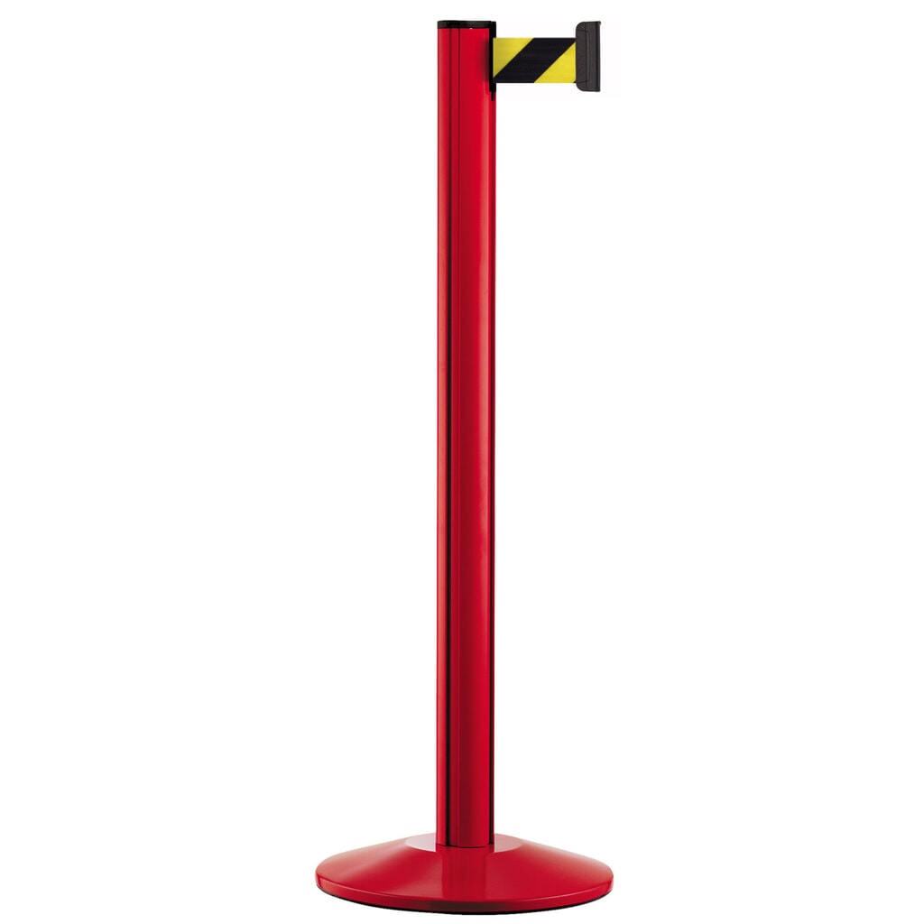 Personengeleidingssysteem Classic, staander rood, zwart/geel diagonaal gestreept Product afbeelding: Personengeleidingssysteem Classic, staander rood, zwart/geel diagonaal gestreept