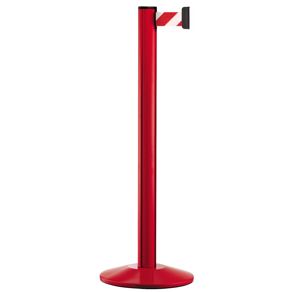 Personengeleidingssysteem Classic, staander rood, rood/wit diagonaal gestreept Product afbeelding: Personengeleidingssysteem Classic, staander rood, rood/wit diagonaal gestreept
