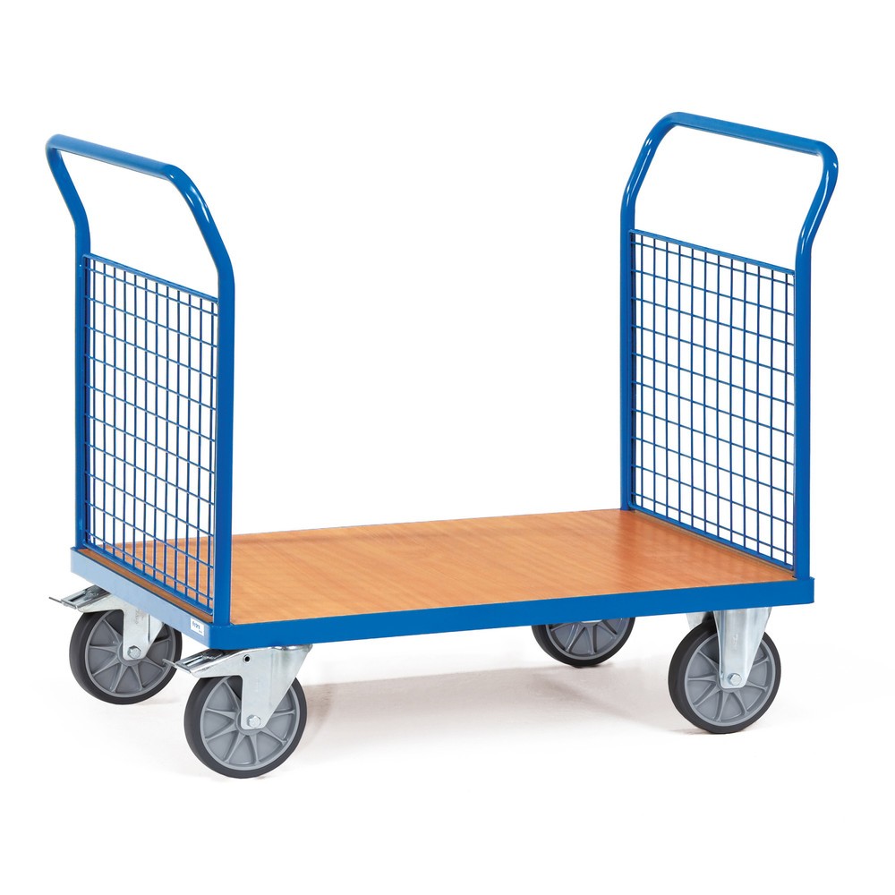 Product afbeelding: Plateauwagen fetra®, 2-zijdige gaaswanden, laadvlak bxd 800 x 1.200 mm