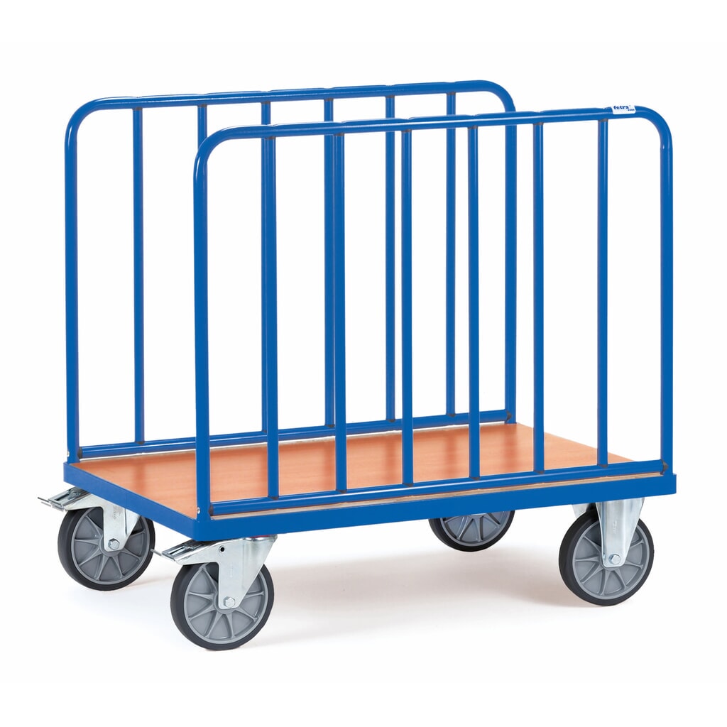 Product afbeelding: Plateauwagen fetra®, 2-zijdig met verticale stijlen, laadvlak bxd 600 x 1.000 mm