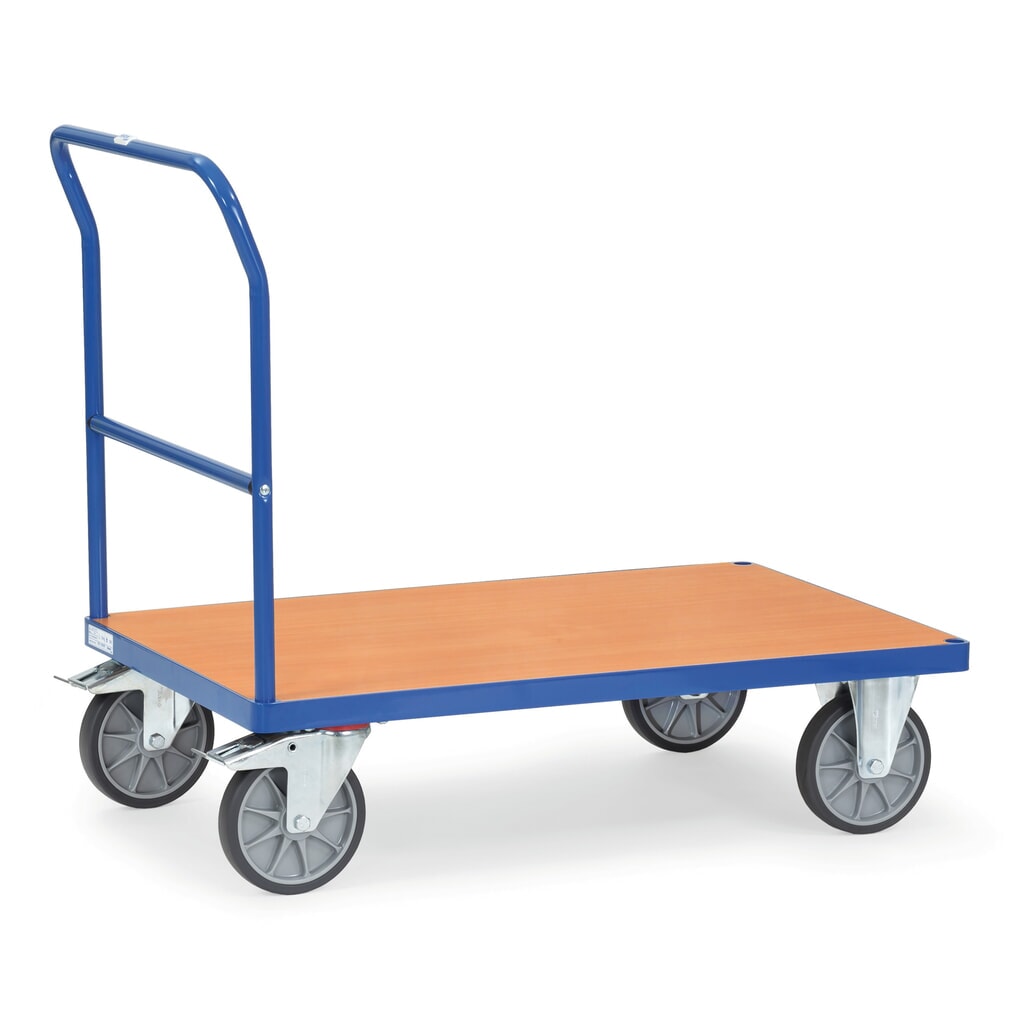 Product afbeelding: Plateauwagen fetra® met duwbeugel, laadvlak bxd 500 x 850 mm, briljantblauw