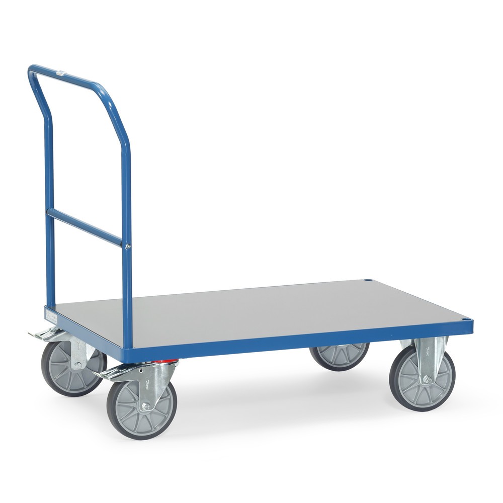 Product afbeelding: Plateauwagen fetra® met duwbeugel, weerbestendig laadvlak bxd 700 x 1.000 mm, briljantblauw
