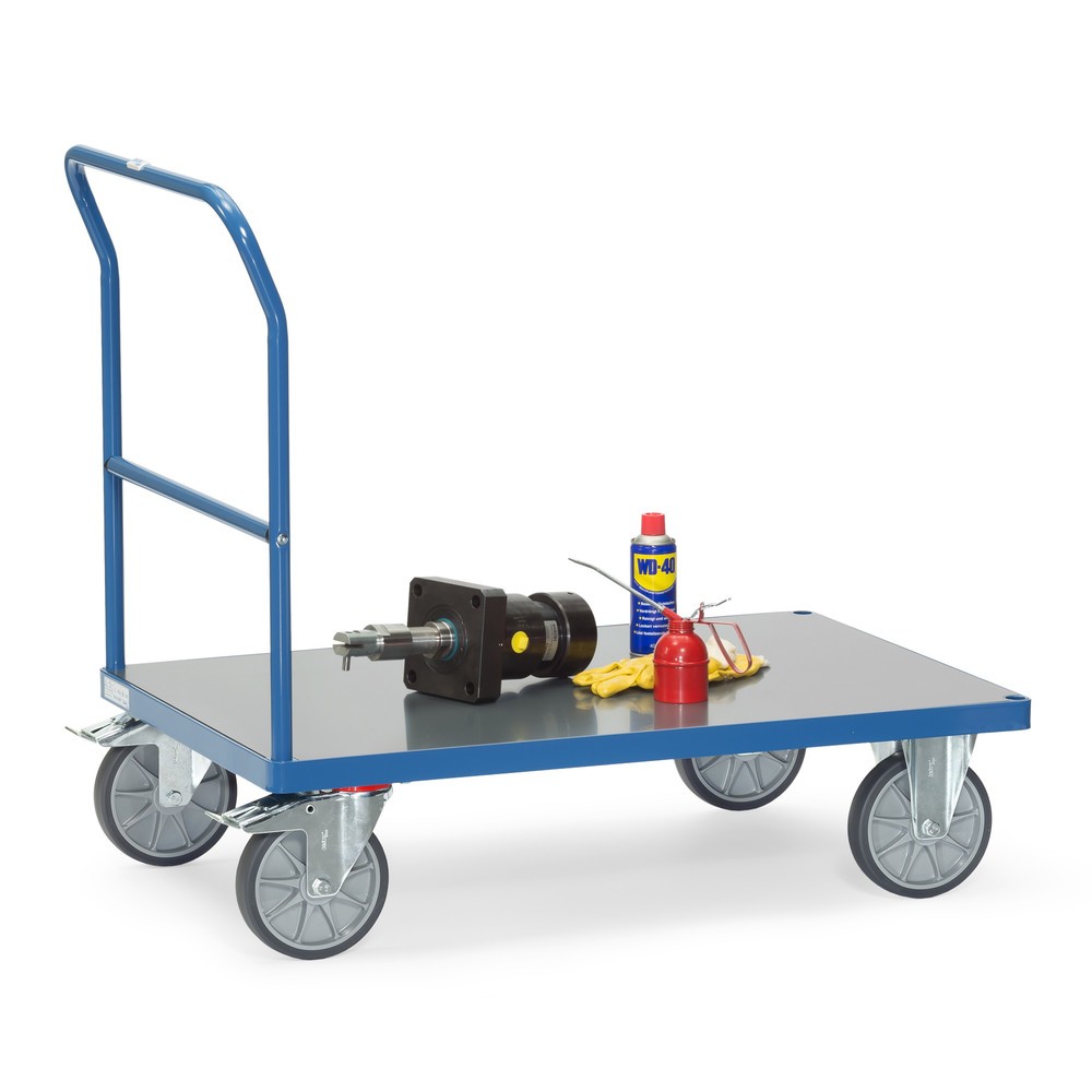 Productafbeelding nr. 2: Plateauwagen fetra® met duwbeugel, weerbestendig laadvlak bxd 800 x 1.200 mm, briljantblauw