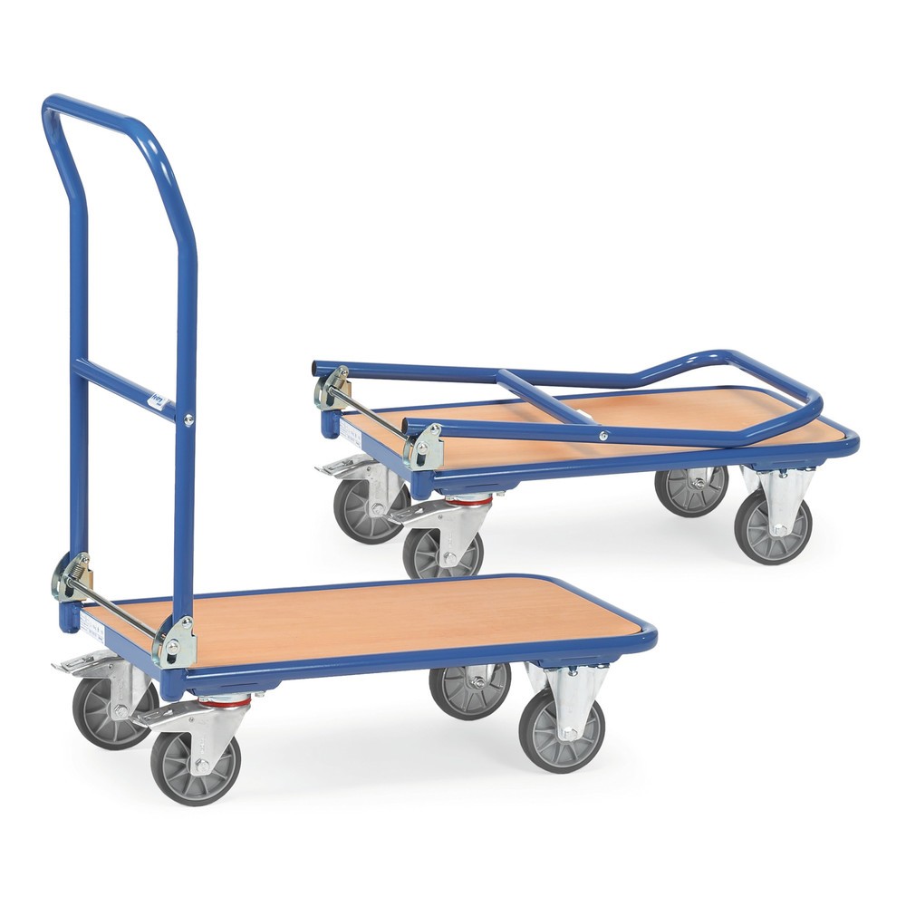 Product afbeelding: Plateauwagen fetra® met houten laadvlak, beugel inklapbaar, bxd 600 x 900 mm, draagvermogen 250 kg