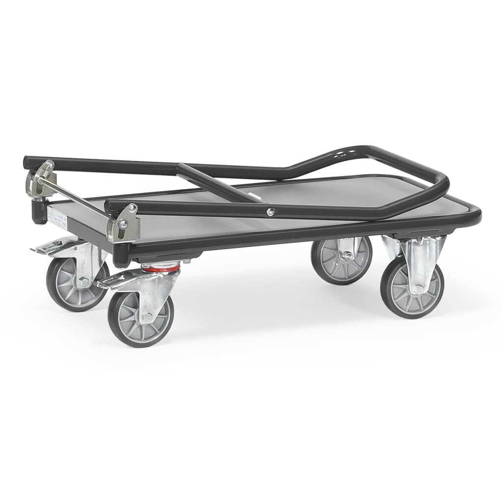 Plateauwagen fetra® met houten laadvlak, beugel inklapbaar, bxd 450 x 720 mm, draagvermogen 250 kg, antracietgrijs Productafbeelding nr. 3: Plateauwagen fetra® met houten laadvlak, beugel inklapbaar, bxd 450 x 720 mm, draagvermogen 250 kg, antracietgrijs
