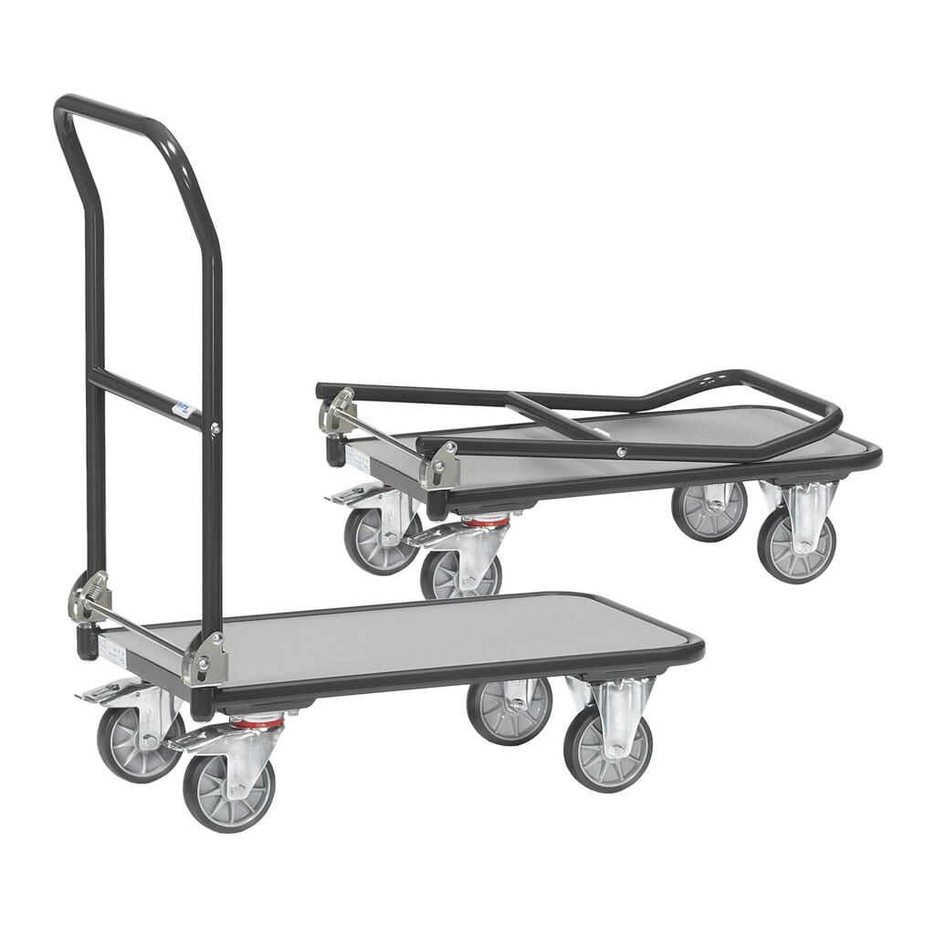 Productafbeelding nr. 4: Plateauwagen fetra® met houten laadvlak, beugel inklapbaar, bxd 450 x 720 mm, draagvermogen 250 kg, antracietgrijs