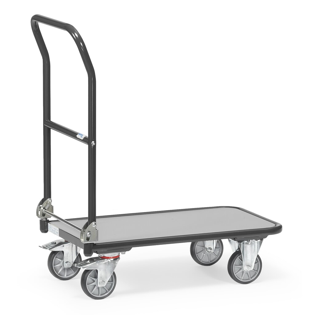 Productafbeelding nr. 1: Plateauwagen fetra® met houten laadvlak, beugel inklapbaar, bxd 450 x 720 mm, draagvermogen 250 kg, antracietgrijs