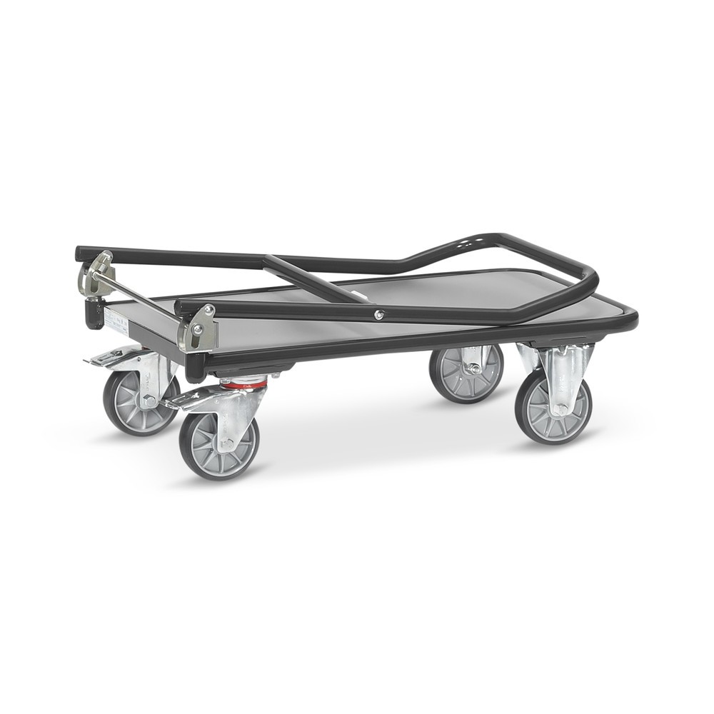 Productafbeelding nr. 4: Plateauwagen fetra® met houten laadvlak, beugel inklapbaar, bxd 600 x 900 mm, draagvermogen 250 kg, antracietgrijs