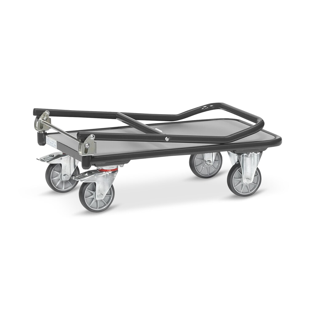 Plateauwagen fetra® met houten laadvlak, beugel inklapbaar, bxd 450 x 720 mm, draagvermogen 250 kg, antracietgrijs Productafbeelding nr. 5: Plateauwagen fetra® met houten laadvlak, beugel inklapbaar, bxd 450 x 720 mm, draagvermogen 250 kg, antracietgrijs