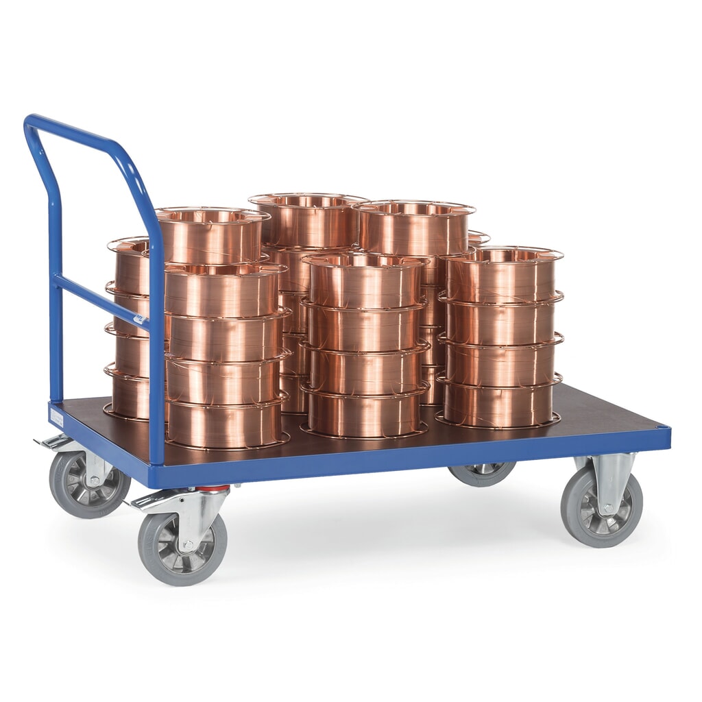 Plateauwagen fetra® voor zware lasten, met duwbeugel, laadvlak bxd 700 x 1.000 mm Productafbeelding nr. 2: Plateauwagen fetra® voor zware lasten, met duwbeugel, laadvlak bxd 700 x 1.000 mm