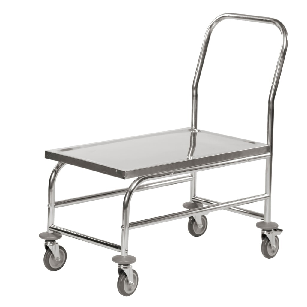 Plateauwagen van roestvrij staal, hxbxd 925 x 490 x 850 mm Product afbeelding: Plateauwagen van roestvrij staal, hxbxd 925 x 490 x 850 mm