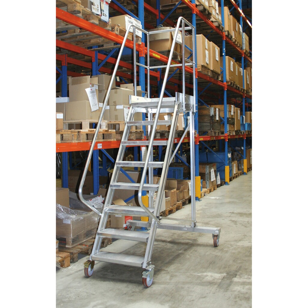Product afbeelding: Platformtrap 60° (verrijdbaar), 4 wielen, 3 treden