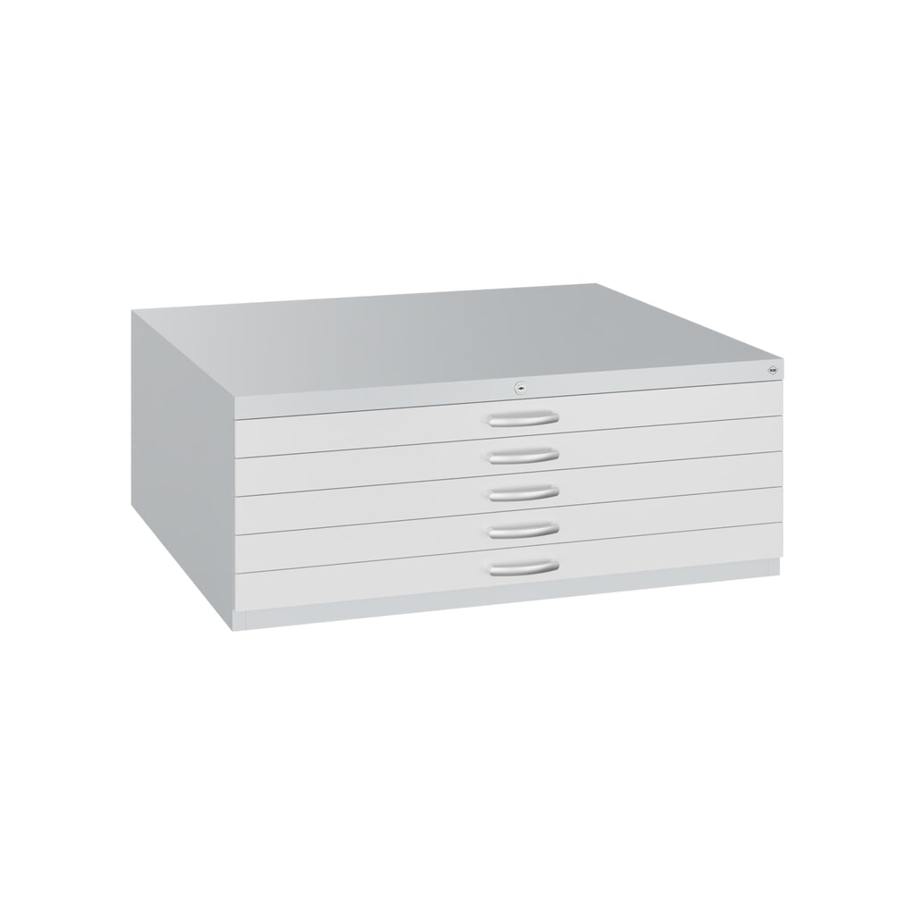 Platte archiefkast C+P, 5 laden DIN A1, lichtgrijs Productafbeelding nr. 1: Platte archiefkast C+P, 5 laden DIN A1, lichtgrijs