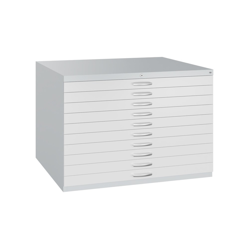 Productafbeelding nr. 1: Platte archiefkast C+P, 10 laden DIN A1, lichtgrijs