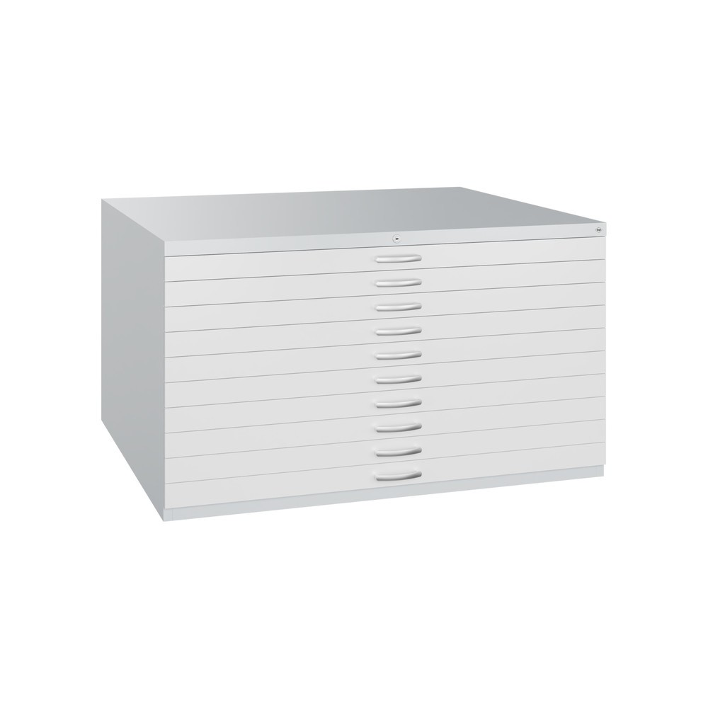 Productafbeelding nr. 1: Platte archiefkast C+P, 10 laden DIN A0, lichtgrijs