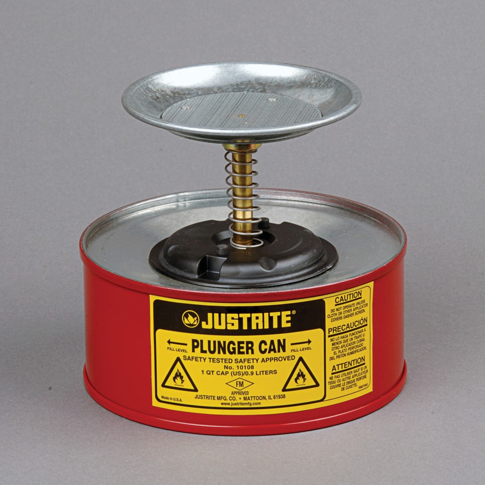 Product afbeelding: Justrite plunjerkan van plaatstaal, rood, 1 liter