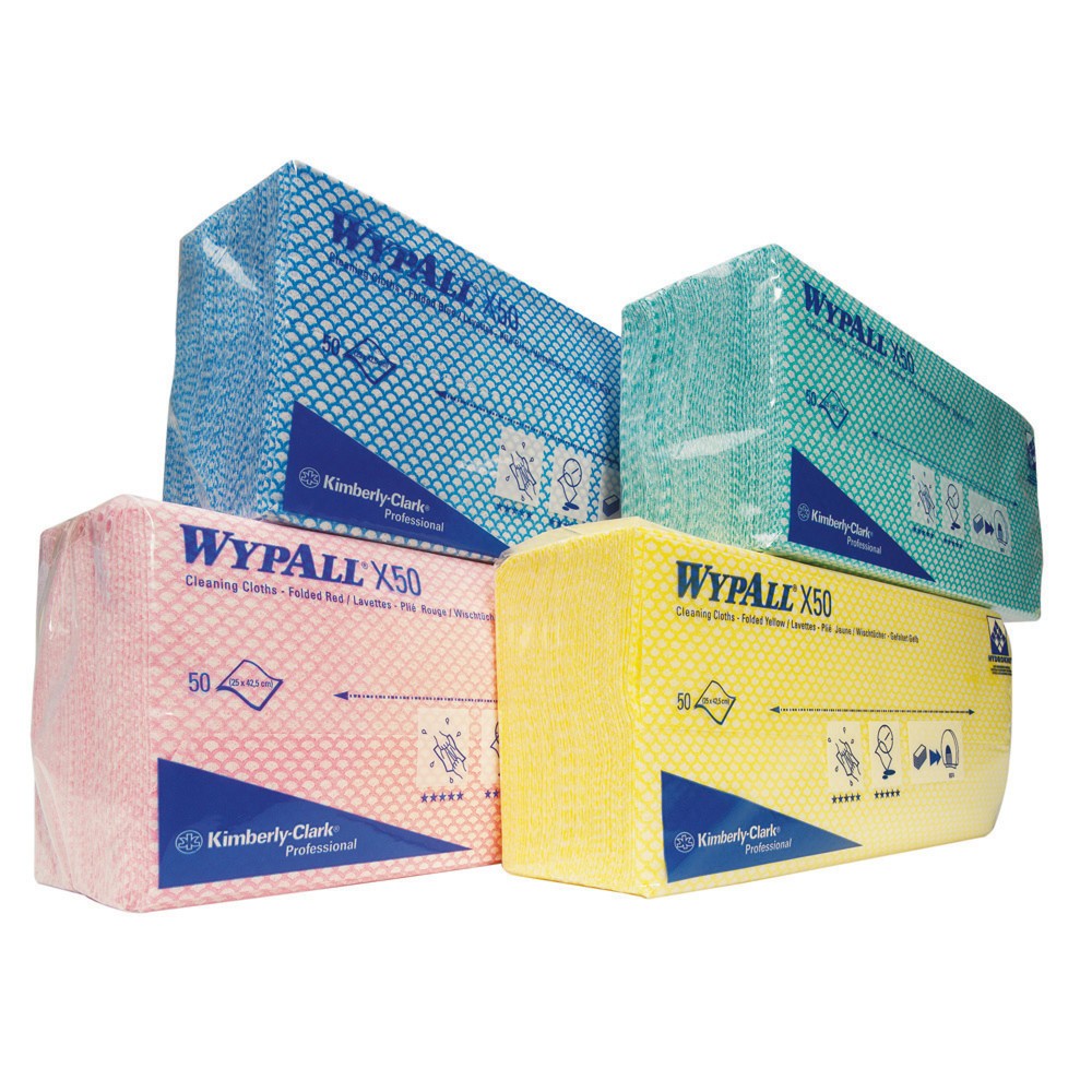 Product afbeelding: Poetsdoekjes WypAll® X50, Interfold, hxb 41,8 x 22,1 cm, geel