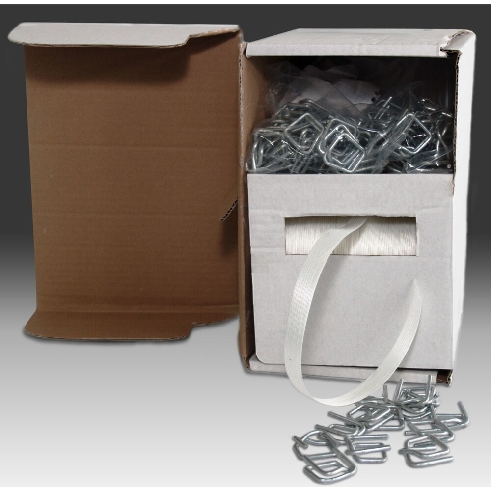 Product afbeelding: Polyester draadstructuurband MINI-SET-WG50 incl. metalen klemmen, bandbreedte 16 mm